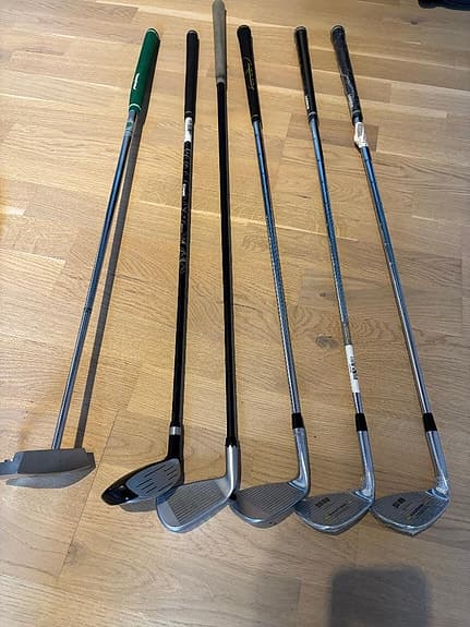 Golfklubbor, utility järn, wedge, putter
