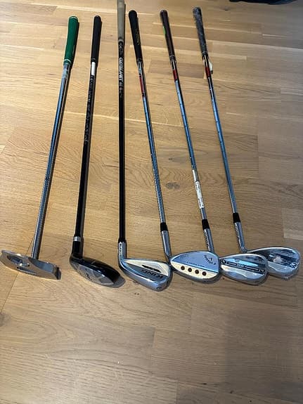 Golfklubbor, utility järn, wedge, putter