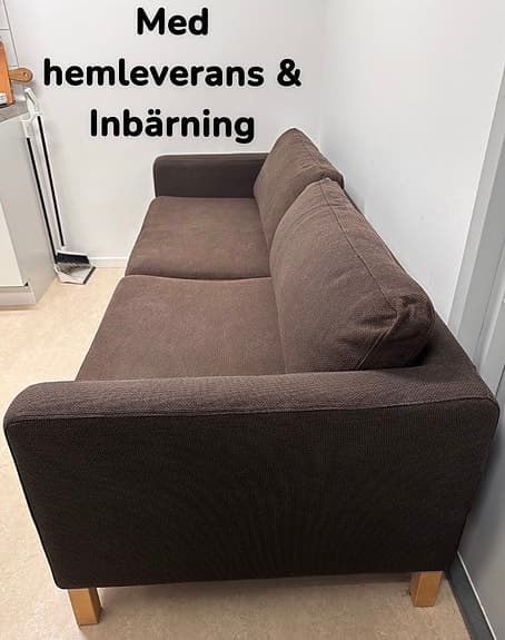 Brun Karlstad bäddsoffa med hemleverans och inbärning