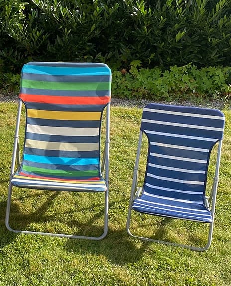Hopfällbara solstolar randigt tyg metallram