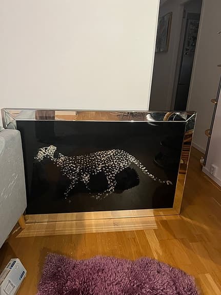 tavlan väggdekoration med leopardmotiv glas svart