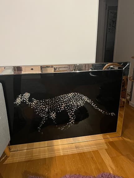 tavlan väggdekoration med leopardmotiv glas svart
