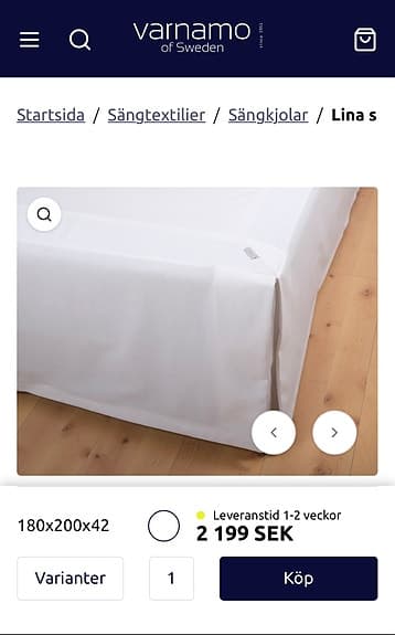 Sängkjol / Sängkappa 180x200 oöppnad