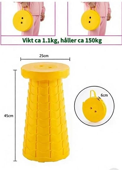 Ny Justerbar pall, kan bäras som väska med integrerad handtem/axelrem