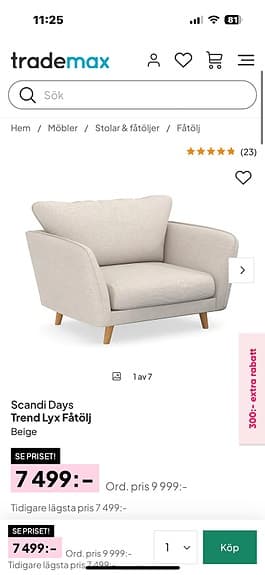 En 3-sits Tygsoffa och en fåtölj
