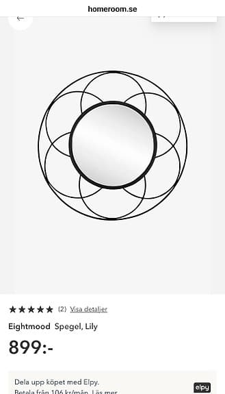 EightMood Lily Väggspegel rund metallram guldfärgad 69 cm