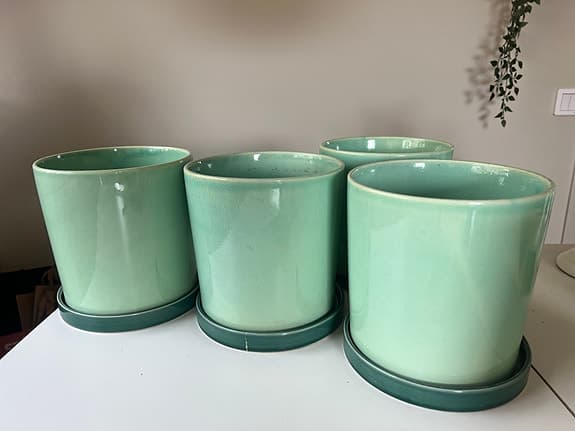 Åhléns Home krukor keramik mintgrön