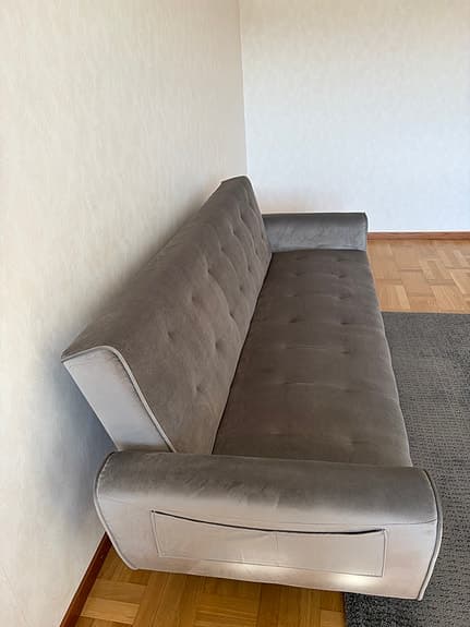 Velvet Sofa Bed Light Grey SELNES (3 Seater)