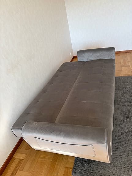Velvet Sofa Bed Light Grey SELNES (3 Seater)