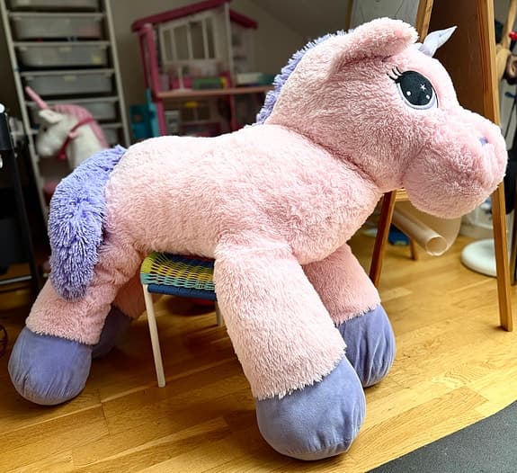 Jättestor gosedjur enhörning rosa lila