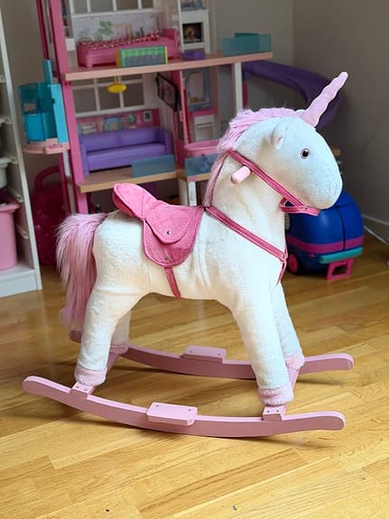 Gungdjur enhörning vit/rosa