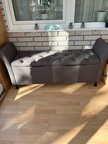 Bergmans möbler bänk/ sängplats  grå brunt tyg