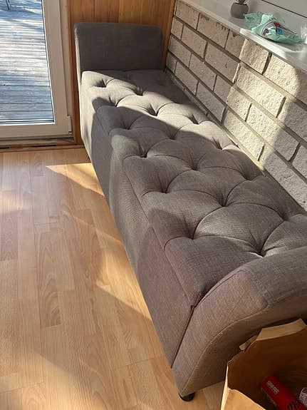 Bergmans möbler bänk/ sängplats  grå brunt tyg