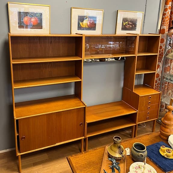 Retro 3-delad Bokhylla i Teak
