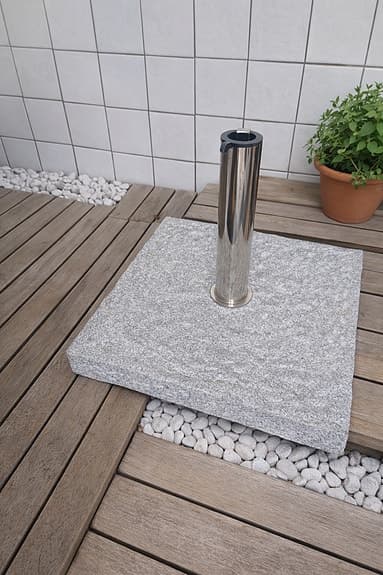 Parasollfot granit rostfritt stål grå