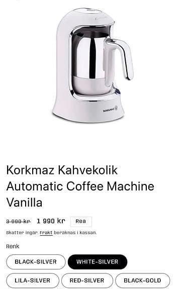 Korkmaz Kahvekolik automatisk kaffemaskin rostfritt stål/silver