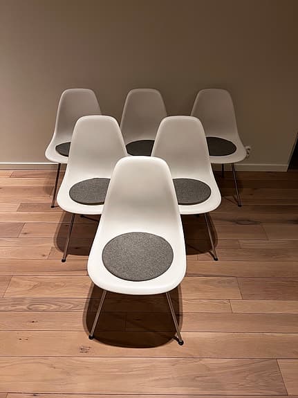 Vitra Eames RE Plastic Chair DSX stol Chrome - 6 vita stolar