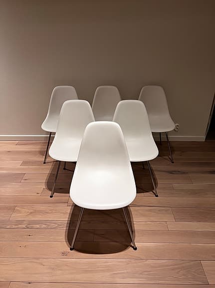 Vitra Eames RE Plastic Chair DSX stol Chrome - 6 vita stolar