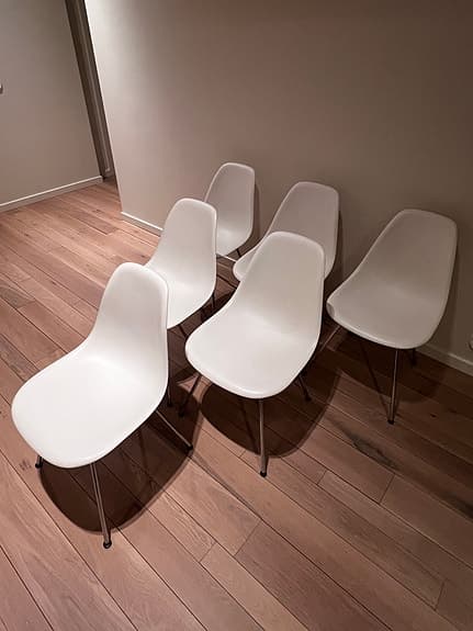 Vitra Eames RE Plastic Chair DSX stol Chrome - 6 vita stolar