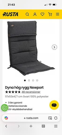 4 st Newport Ashby Garden stolsdynor hög rygg 117x53x5,7 cm grå