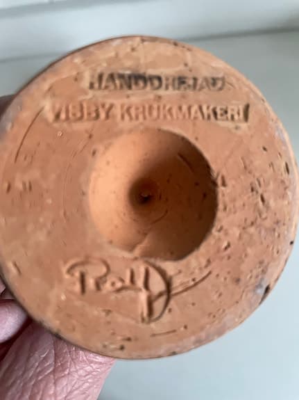 Visby Krukmakeri handdrejade keramikkalkar brun blå