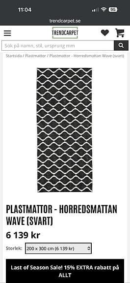 Horreds matta Wave svart/vit