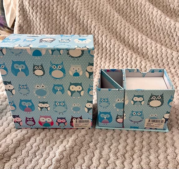 Förvaringslådor ugglemönster blå