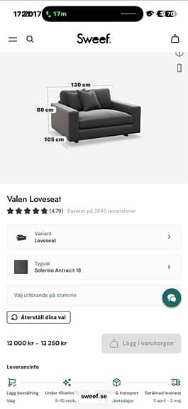 Sweef soffa och två fåtöljer