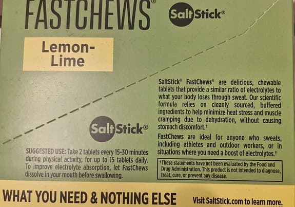 Elektrolyter SaltStick FastChews Lemon-Lime