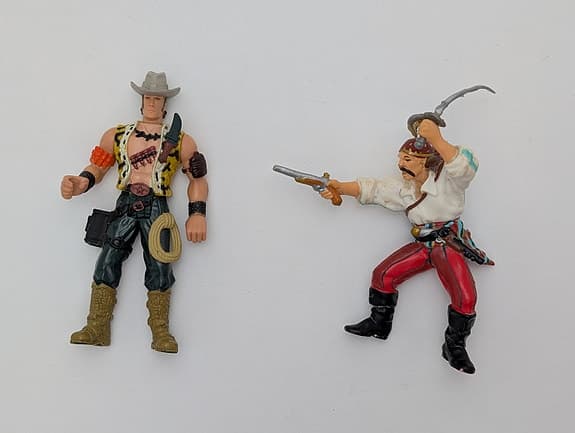 Vintage Chap Mei Actionfigurer | Pirat & Cowboy | Leksaksfigurer ca 10 cm