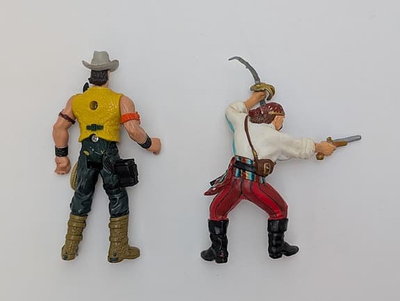 Vintage Chap Mei Actionfigurer | Pirat & Cowboy | Leksaksfigurer ca 10 cm