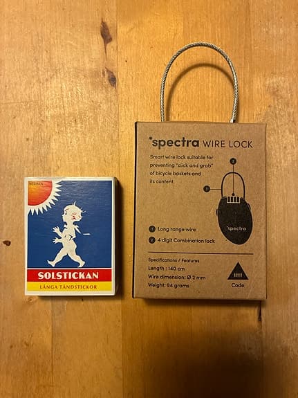 Lätt vajerlås för att säkra cykeltillbehör - Spectra