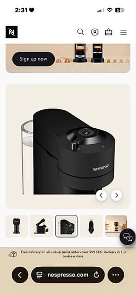 Nespresso Vertuo Pop kaffemaskin matt svart