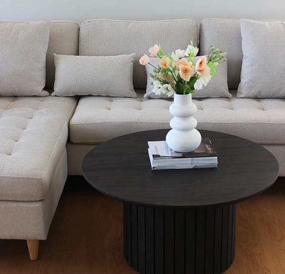 schäslongsoffa - Ljus beige - L: 215 x D: 82 x H: 78 cm