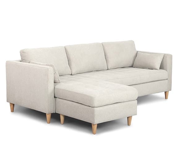 schäslongsoffa - Ljus beige - L: 215 x D: 82 x H: 78 cm