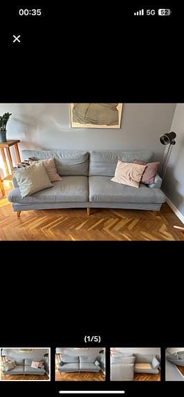 Stilren grå 3-sits soffa – nypris ca 11 850 kr