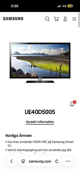 Samsung tv 40 tum svart