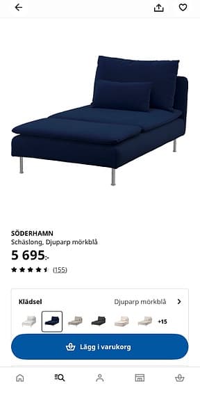 SÖDERHAMN schäslong – mörkblå