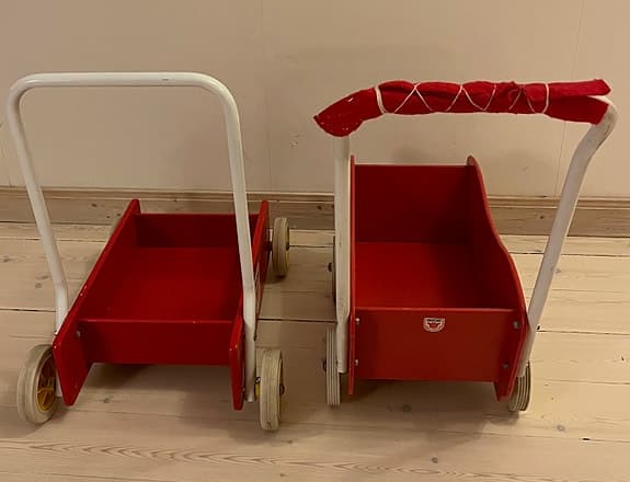 Micki lära- gå-vagn & dockvagn – klassiska original i fint skick