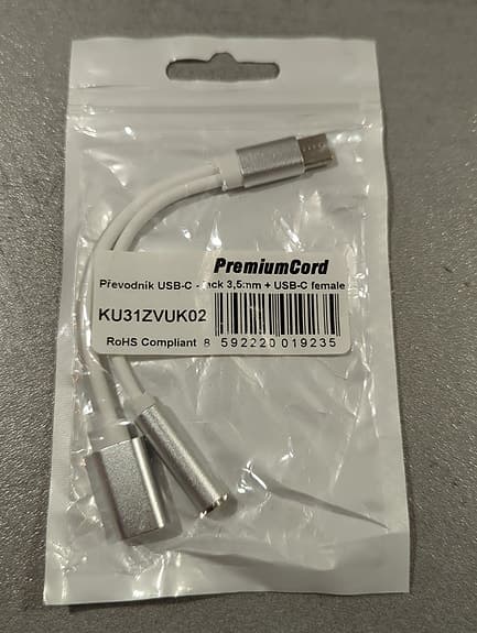 PremiumCord för laddning och AUX ljud, 2 st. Nya!