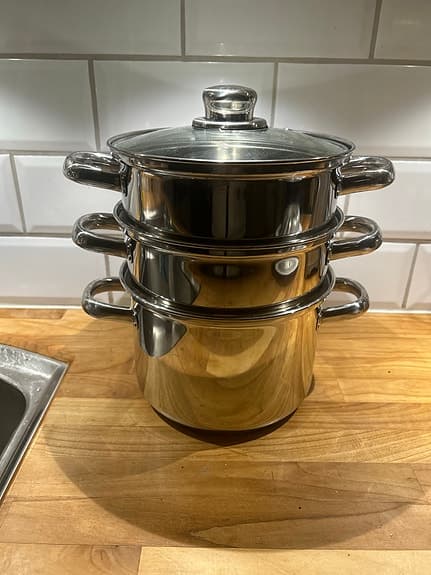 Ångkokare i 3 delar med glaslock