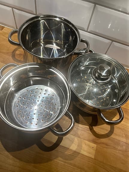 Ångkokare i 3 delar med glaslock