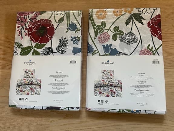 Två nya Borganäs Midsommar Multi bäddset flerfärgad blommig 150x210 cm