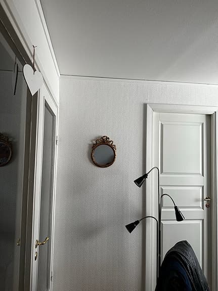 Rund spegel i rokokostil med dekorativ guldfärgad ram