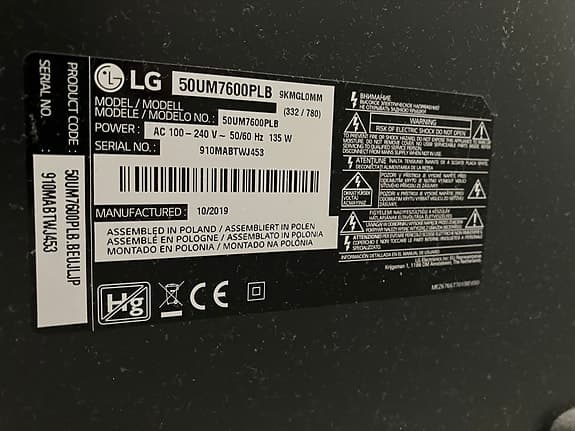 LG TV ultra HD Smart 4 k 50”