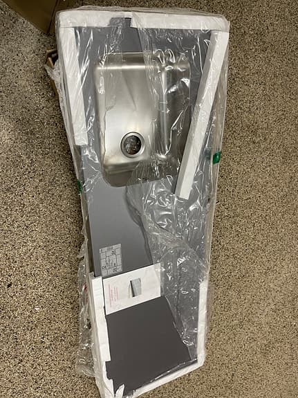 Marbodal diskbänk rostfri 1904x600 mm med grå bänkskiva