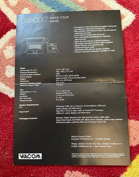 Wacom Bamboo Pen & Touch ritplatta svart/MTE-450