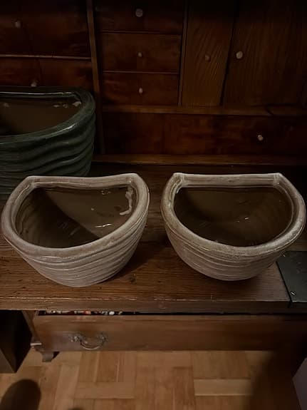 väggkrukor i keramik set grön beige