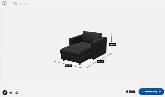 IKEA schäslong med förvaring svart läder