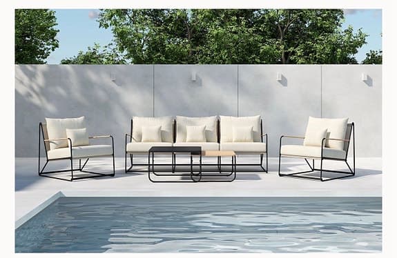 loungeset utemöbler i beige/svart